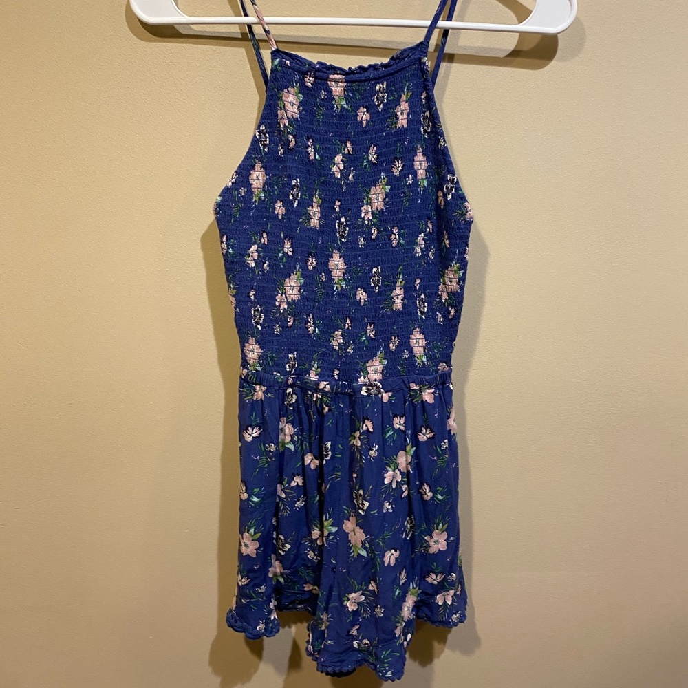 American Eagle Navy Blue Floral Print Romper